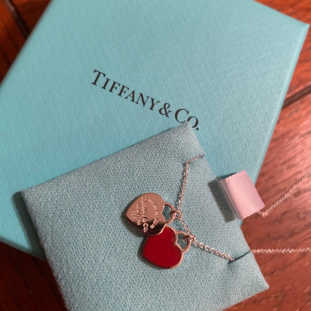 Red Double Heart Tag Pendant